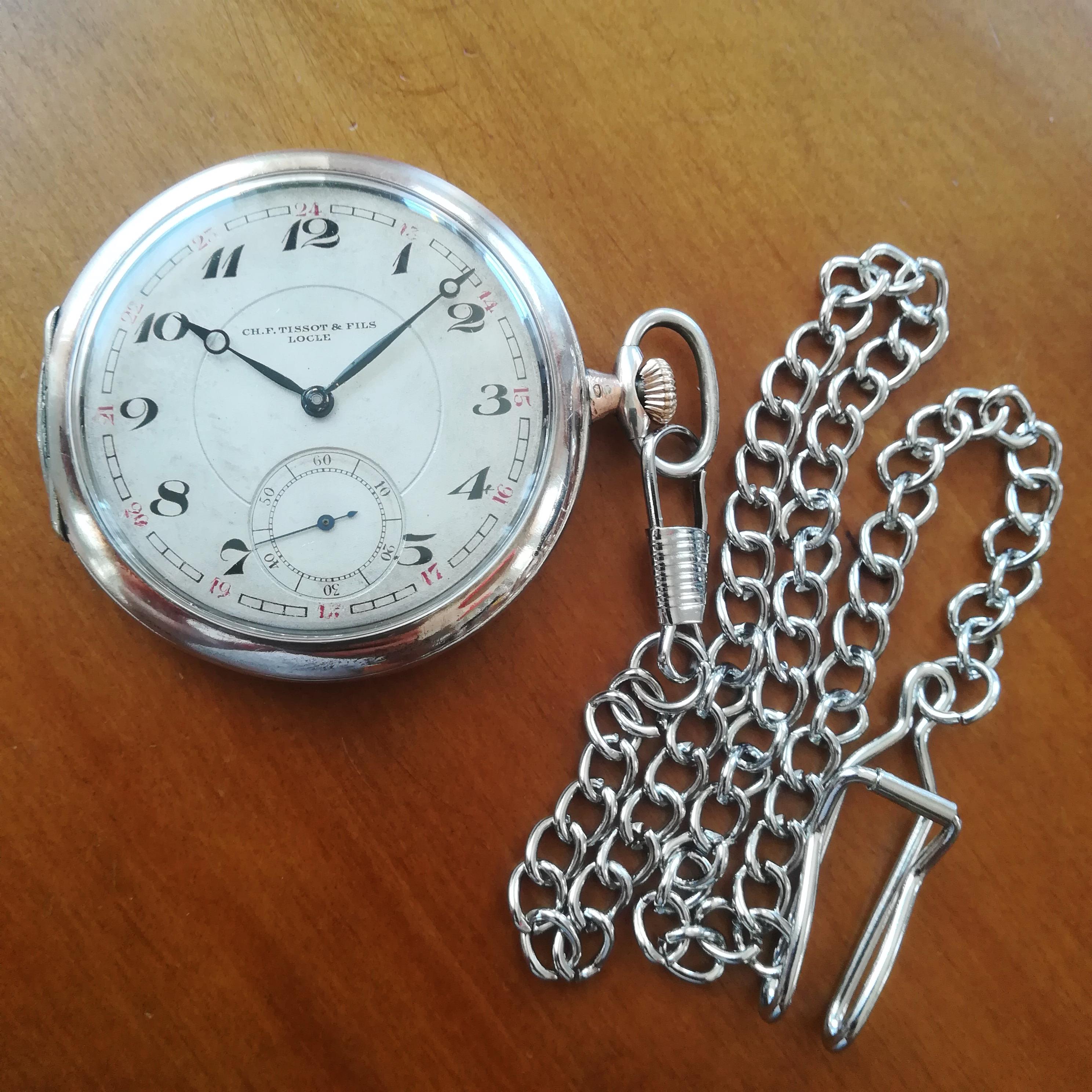 1927 TISSOT Silver Vintage Pocket Watch, 51 Mm, Working and 1927 TISSOT Silver Vintage Pocket Watch, 51 Mm, Working and