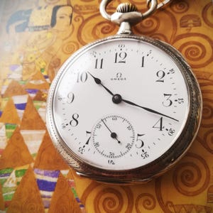 1906 OMEGA silver vintage pocket watch, 50.5 mm, working and serviced