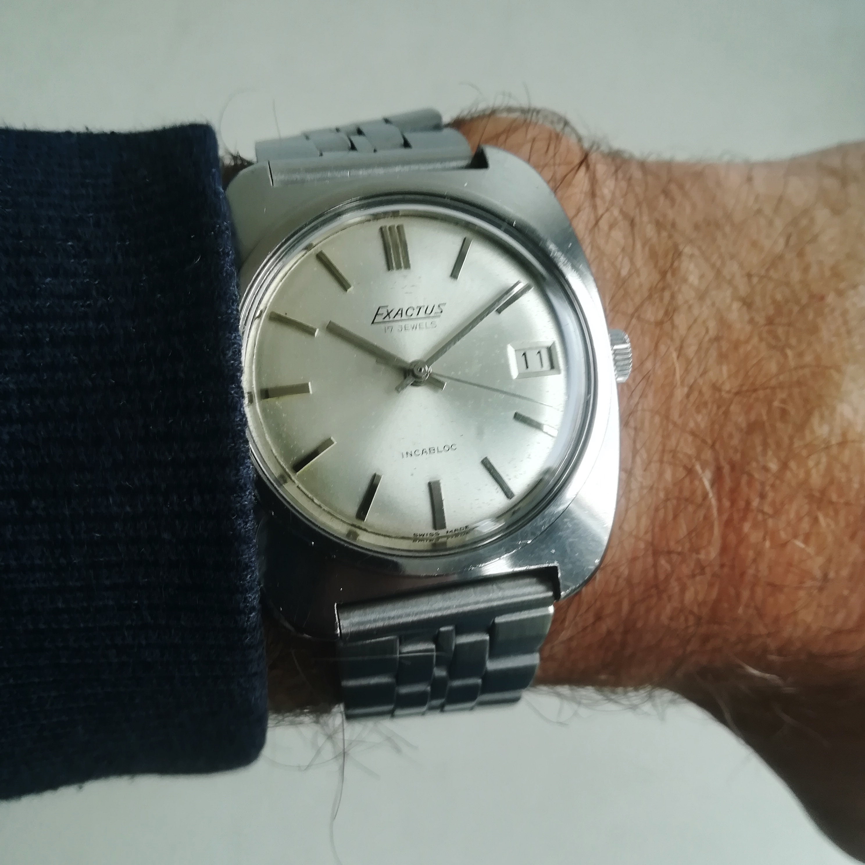 1960s EXACTUS Vintage Watch, With Date, 36.5 Mm, Working and