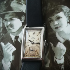 1934 OMEGA art deco tank vintage watch, cal. 20F, working and serviced