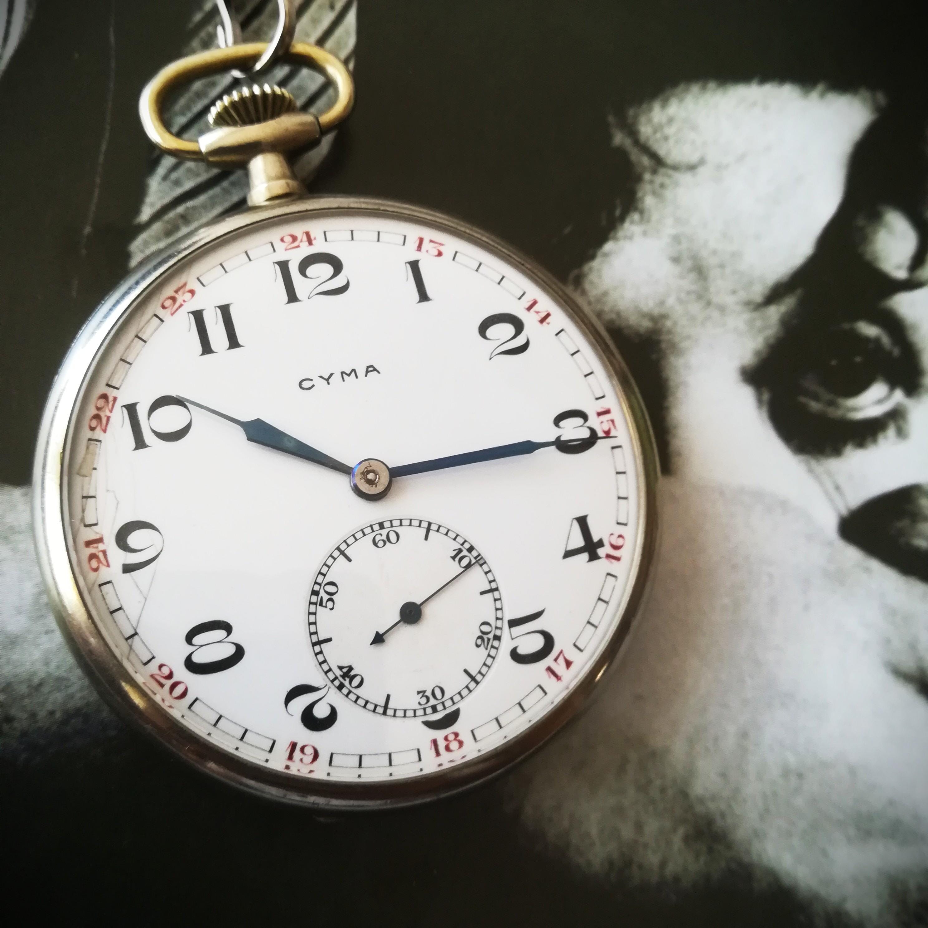 1928 CYMA Vintage Pocket Watch, Working and Serviced Israel