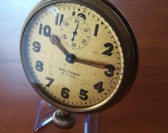 WALTHAM 8 days vintage clock/watch, USA-made in 1920, 71 mm, working and serviced