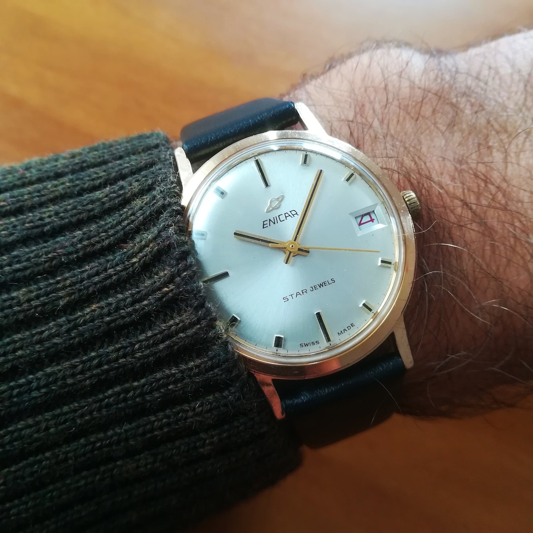 Montre vintage ENICAR Star Jewels, 34 mm, années 1960, en état de