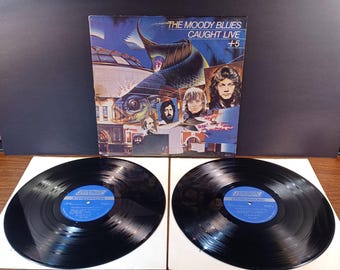 The Moody Blues Caught Live + 5 *2 Album Set* Vintage Vinyl Record Album Lp, 1977