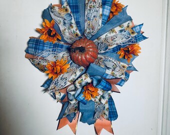 Fall Country Wreath, Farm Wreath, Fall Pumpkin Wreath, Rustic Fall Wreath, Rustic Home Decor, Thanksgiving Decor
