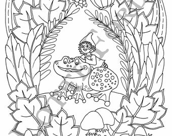 Lotte Forde- Jumping Jack Page from Color The Forest Coloring Book Series  - PDF download