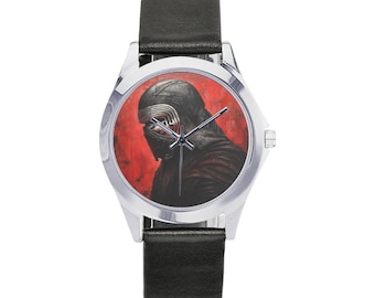 Darth Vader Unisex Round Metal Watch – Classic Design, Adjustable Leather Strap