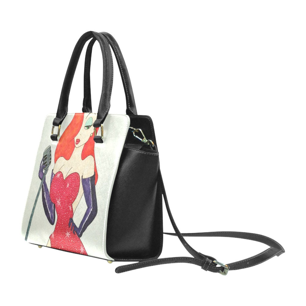 Jessica Rabbit With Handbag Jessica Rabbit Shoulder Bag Leather Tote Zippered Birthday Gifts for ...