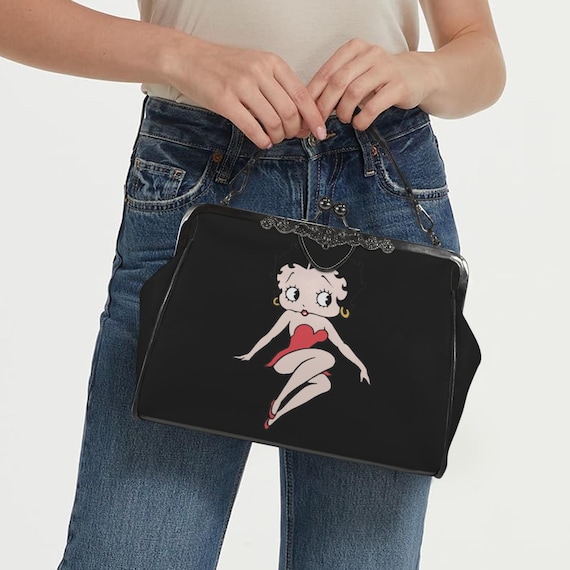 レトロなベティ・ブープのキッスロックバッグ | ストラップ付き