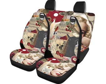 Marilyn Monroe Car Seat Covers Full Set | Front & Rear Seat Protector | Vintage Auto Decor | Fits Cars, Trucks, Vans
