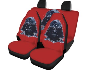 Juego completo de fundas para asientos delanteros y traseros de Darth Vader / Accesorios interiores de Star Wars / Protector elástico para asientos de coche