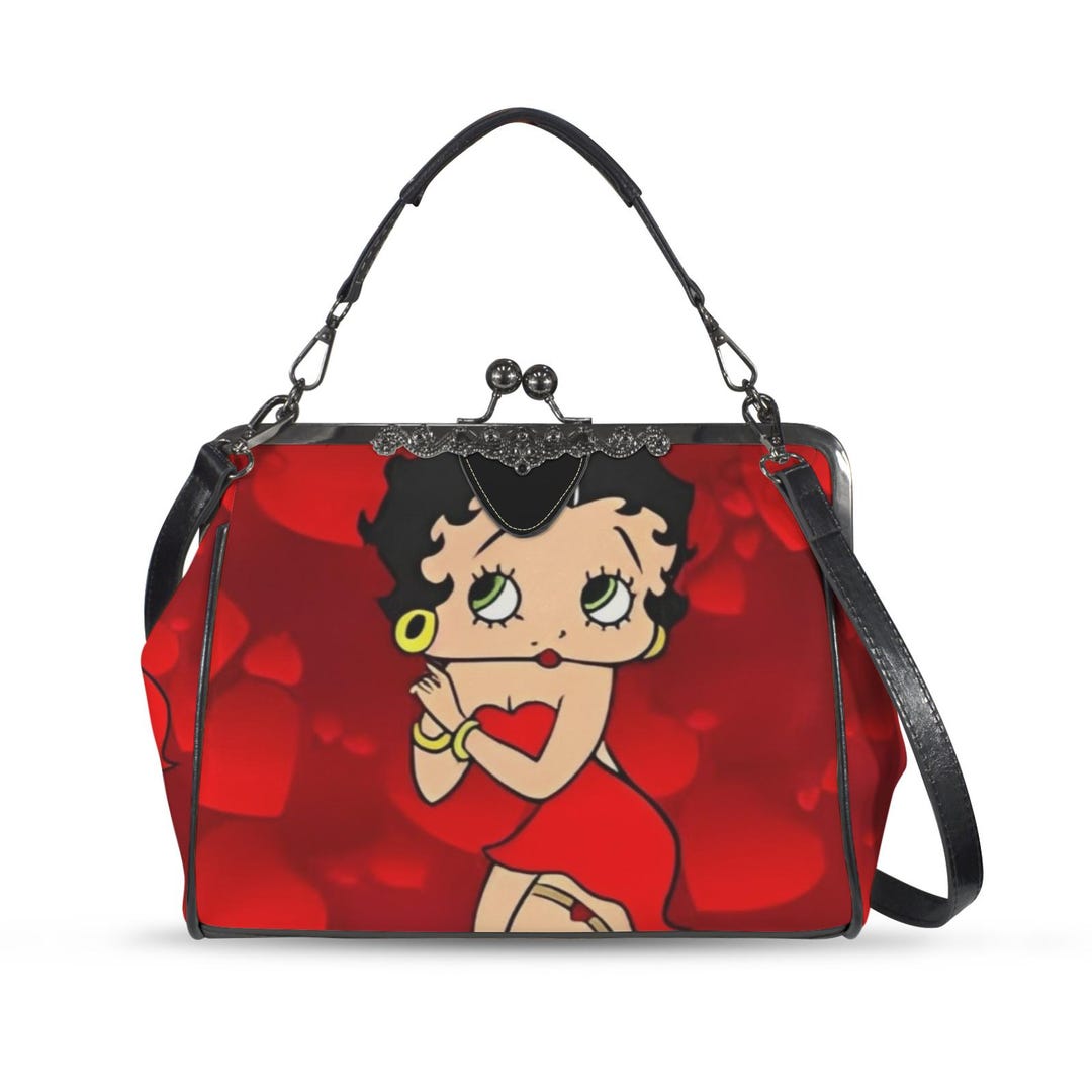 バッグ betty_boo Retro Betty Boop Kiss Lock Bag | Vintage PU Leather Handbag With
