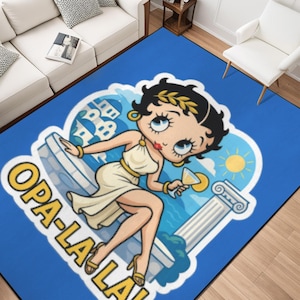 Alfombra inspirada en Betty Boop, de franela suave y antideslizante, ideal para dormitorio y sala de estar. Regalo de arte pop glamuroso para decoración del hogar.