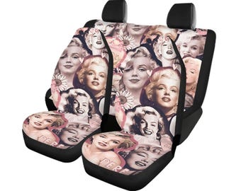 Marilyn Monroe Car Seat Covers Full Set | Front & Rear Seat Protector | Vintage Auto Decor | Fits Cars, Trucks, Vans