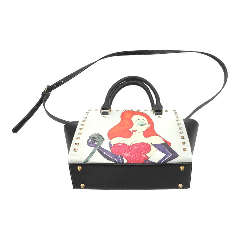 Jessica Rabbit With Handbag Jessica Rabbit Shoulder Bag Leather Tote Zippered Birthday Gifts for ...