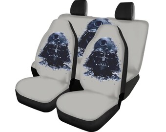 Juego completo de fundas para asientos delanteros y traseros de Darth Vader / Accesorios interiores de Star Wars / Protector elástico para asientos de coche