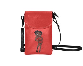 Betty Boop Afro American Purse Shoulder Bag Pouch Leather Tote Zippered Birthday Gifts For Her Anniversary Travel