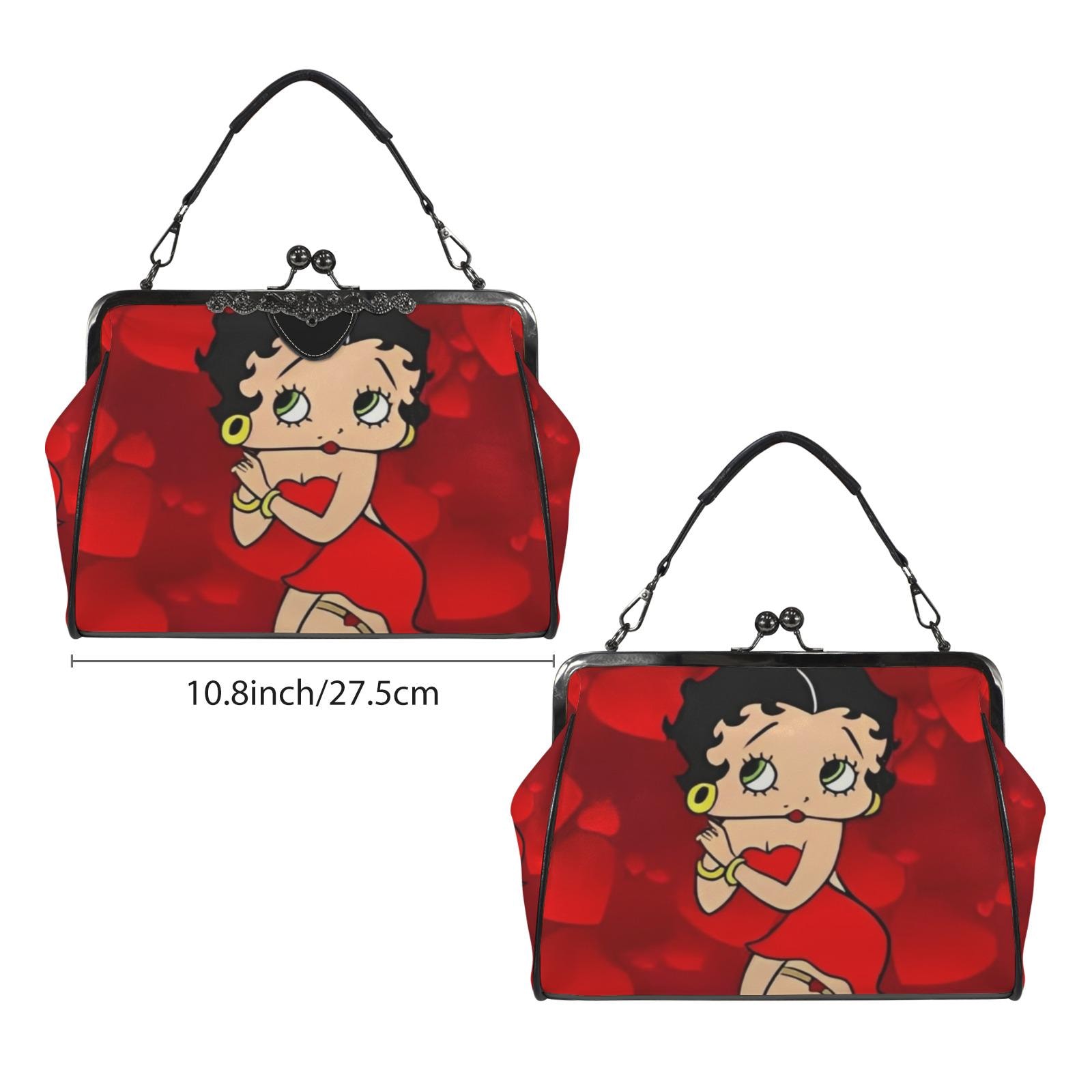 Retro Betty Boop Kiss Lock Bag | Vintage PU Leather Handbag With