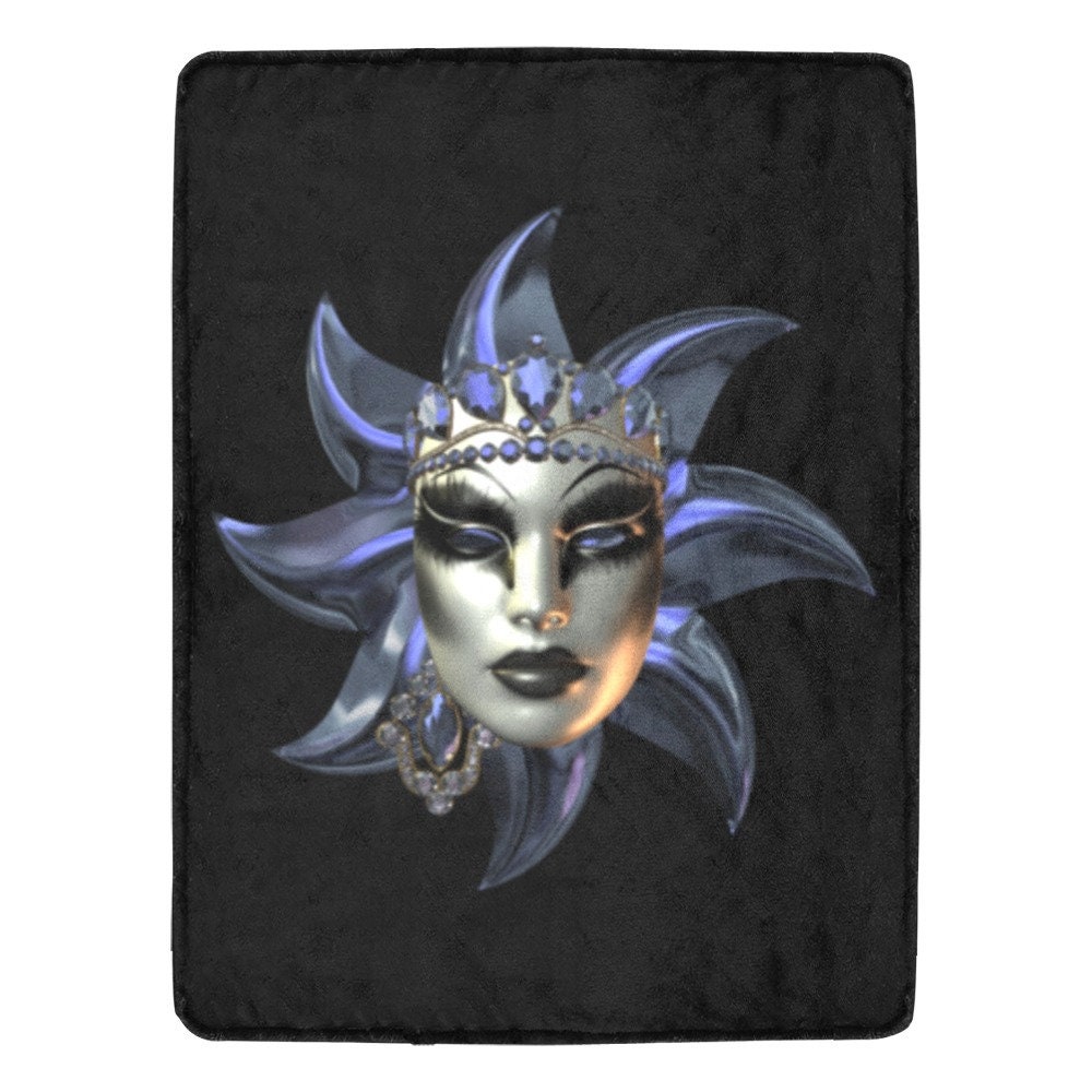 Mardi Gras Blanket Fleece Carnival Mask Home Etsy