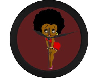 Reloj de pared negro de Betty Boop, regalo de decoración para el hogar para su cumpleaños o aniversario.