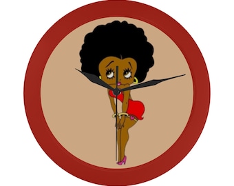 Reloj de pared negro de Betty Boop, regalo de decoración para el hogar para su cumpleaños o aniversario.