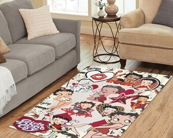 Betty Boop Teppich 60x39 | Vintage Cartoon Anti-Rutsch-Teppich für Wohnzimmer, Schlafzimmer, Wohnheim | Weicher Polyester Teppich Home Decor