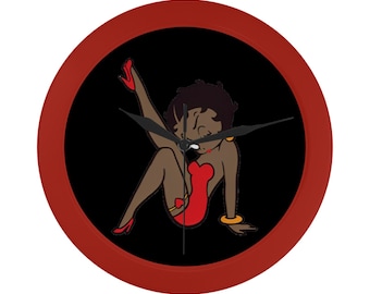 Reloj de pared negro de Betty Boop, regalo de decoración para el hogar para su cumpleaños o aniversario.