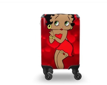 Afroamerikanischer Betty Boop-Koffer - 4-Rad-Handgepäck, 36 l, Polycarbonat & ABS, UV-beständig, stilvolle Reisetasche