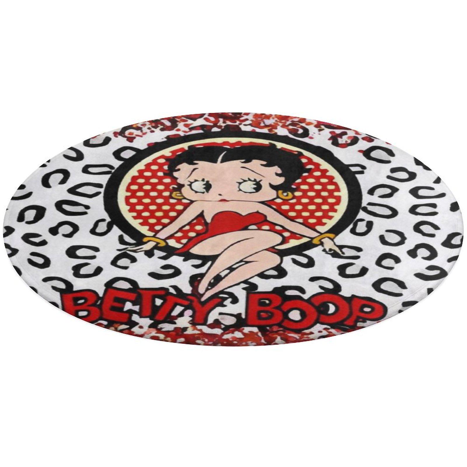 Betty Boop Round Floor Mat 35” Velvet Bathroom Rug | Soft Non-slip