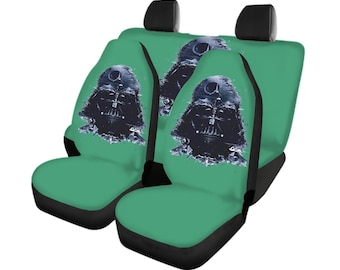 Juego completo de fundas para asientos delanteros y traseros de Darth Vader / Accesorios interiores de Star Wars / Protector elástico para asientos de coche