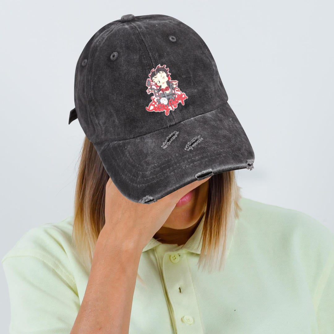Betty Boop Distressed Baseball Cap – Vintage Curved Brim Hat for