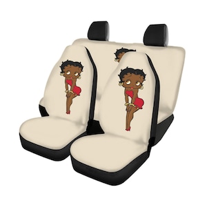 Black Betty Boop Car Seat Covers Full Set | Front & Rear Seat Protector | Universal Fit for Cars, Trucks, Vans | Cute Cartoon Gift