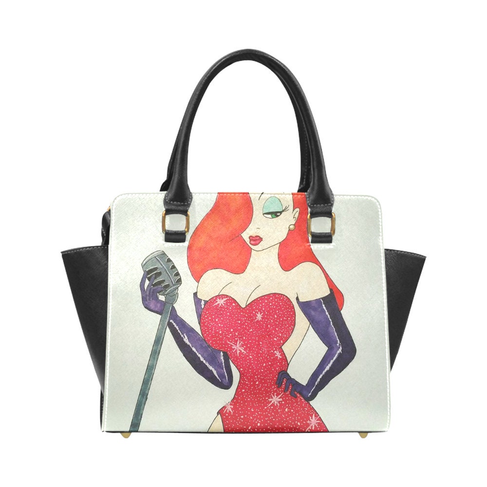 Jessica Rabbit With Handbag Jessica Rabbit Shoulder Bag Leather Tote Zippered Birthday Gifts for ...