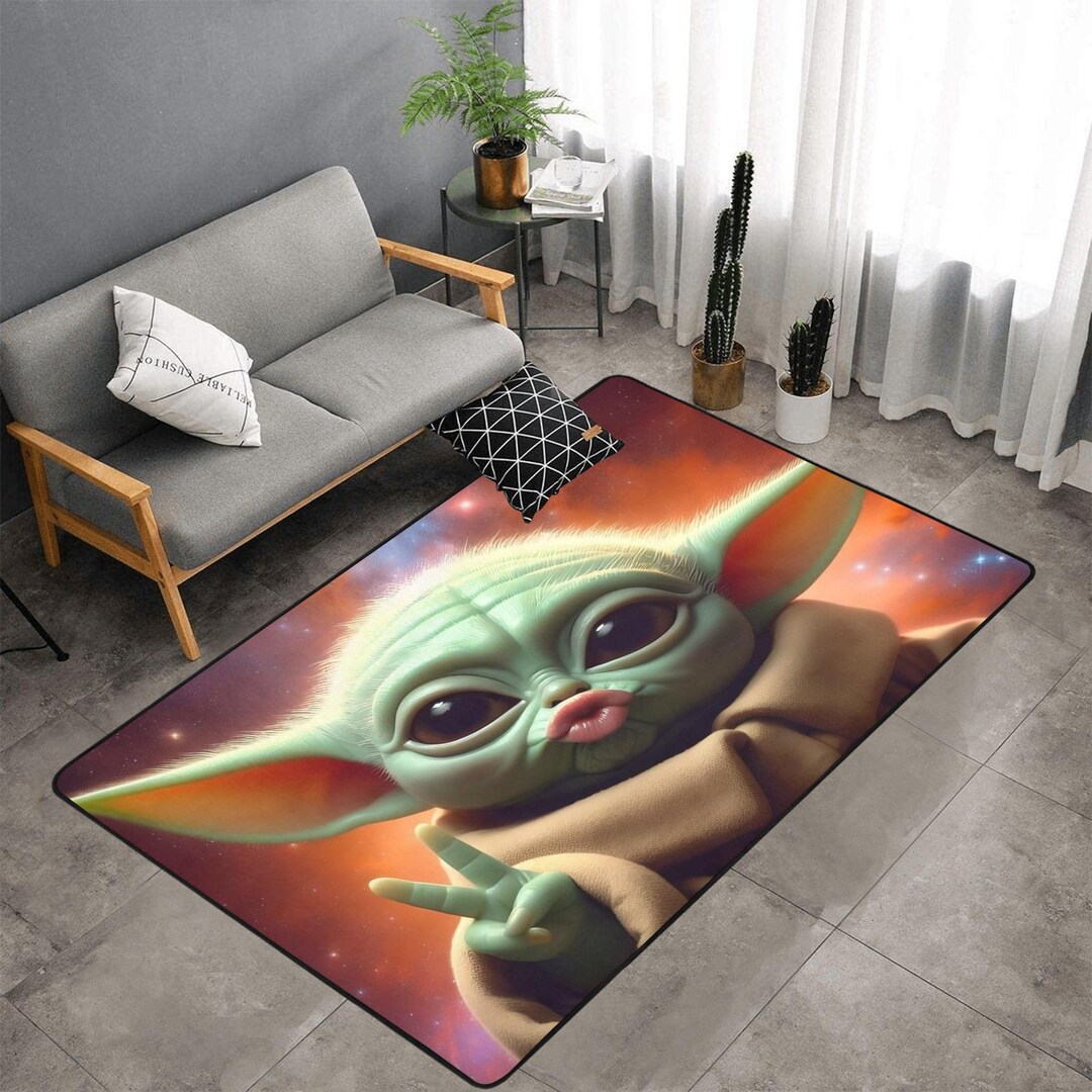 Yoda Rug Baby Yoda Area Rug – 7'x5' Soft Felt Back, Durable, Machine Washable ...