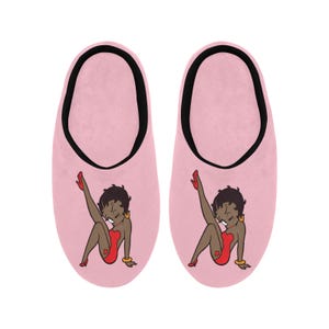Afro American Betty Boop Slippers Cotton Non Slip Plusz – Ciepłe i wygodne zimowe kapcie domowe dla kobiet