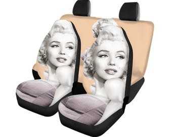 Fundas para asientos de coche Marilyn Monroe, juego completo / Protectores de asientos delanteros y traseros / Decoración vintage para automóviles / Se adaptan a coches, camiones y furgonetas