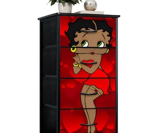 Betty Boop Black Dresser 4 Drawers Cabinet Gifts For Her