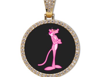Pink Panther Necklace Pendant Rope Chain Birthday Gifts for Her