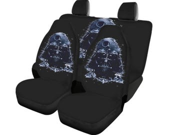 Juego completo de fundas para asientos delanteros y traseros de Darth Vader / Accesorios interiores de Star Wars / Protector elástico para asientos de coche