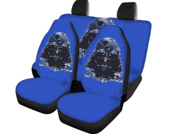 Juego completo de fundas para asientos delanteros y traseros de Darth Vader / Accesorios interiores de Star Wars / Protector elástico para asientos de coche