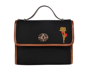 Betty Boop Black Shoulder Bag Leather Tote Zippered Birthday Gifts For Her Anniversary Travel