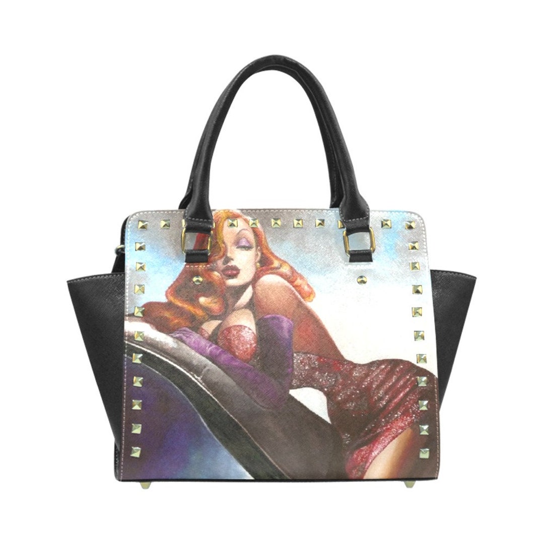 Jessica Rabbit With Handbag Jessica Rabbit Shoulder Bag Leather Tote Zippered Birthday Gifts for ...