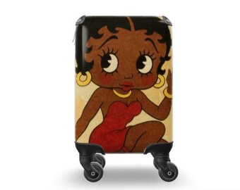 Afroamerikanischer Betty Boop-Koffer - 4-Rad-Handgepäck, 36 l, Polycarbonat & ABS, UV-beständig, stilvolle Reisetasche