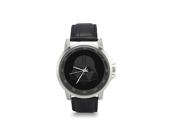 Darth Vader Unisex Watch Stainless Steel Leather Strap Star Wars Watch