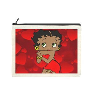 Neceser Betty Boop: bolsa de viaje portátil de lona con cremallera para maquillaje, artículos de tocador y pequeños artículos esenciales.