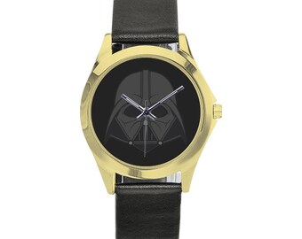 Darth Vader Unisex Round Metal Watch – Classic Design, Adjustable Leather Strap