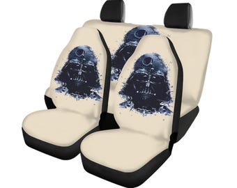 Juego completo de fundas para asientos delanteros y traseros de Darth Vader / Accesorios interiores de Star Wars / Protector elástico para asientos de coche