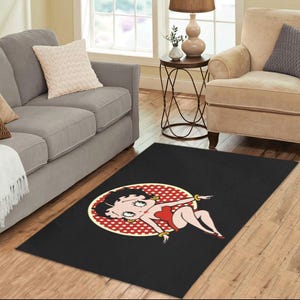 Betty Boop vloerkleed 60 x 39 | Vintage cartoon antislip vloerkleed voor woonkamer, slaapkamer en slaapzaal | Zacht polyester tapijt woondecoratie