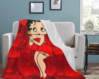 HUGE BEST PRICE Betty Boop Throw Blanket 60&quot;x80&quot; Ultra Soft Cozy Fleece Blanket for Couch Bed Travel Vintage Cartoon Blanket Betty Boop Fans
