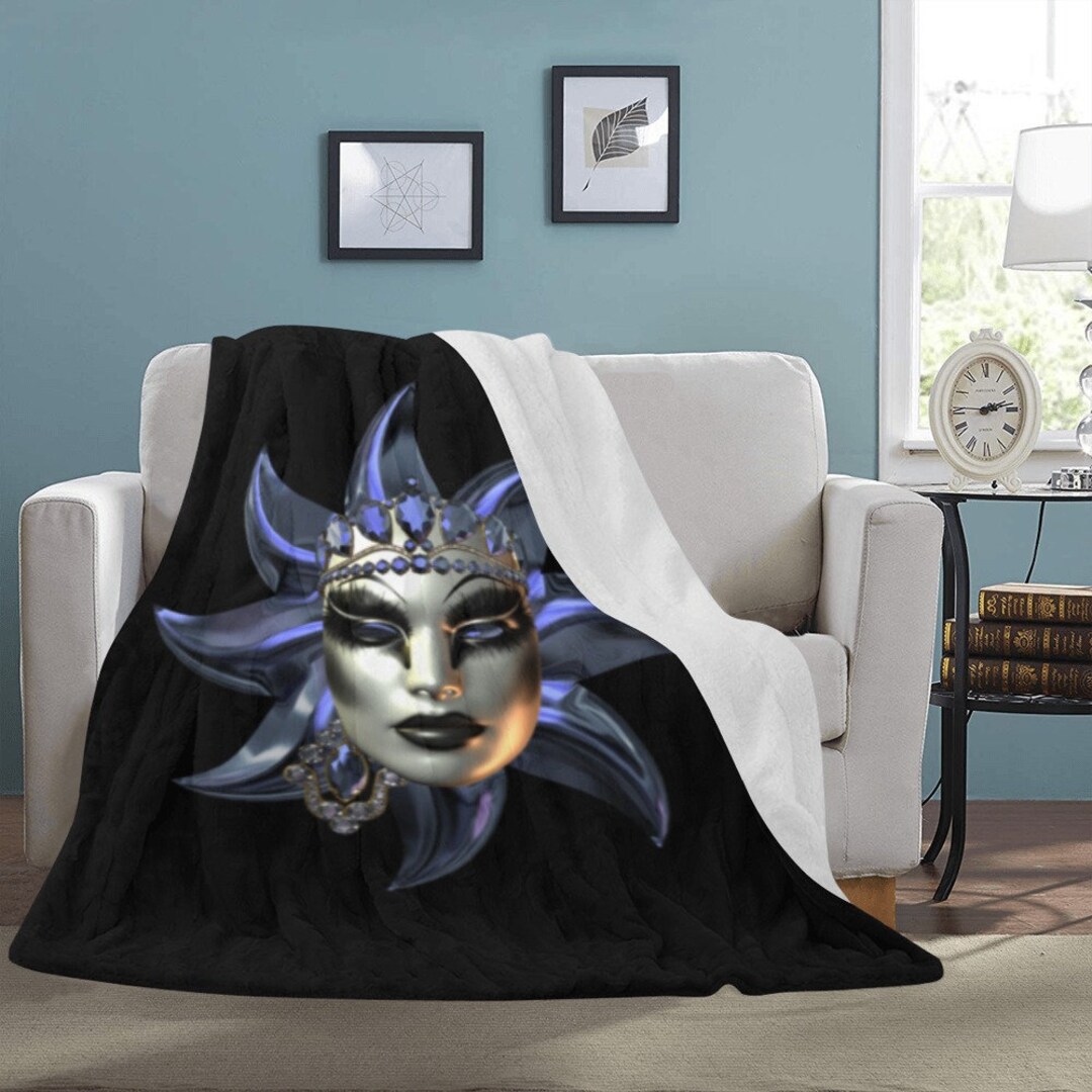 Mardi Gras Blanket Fleece Carnival Mask Home Etsy